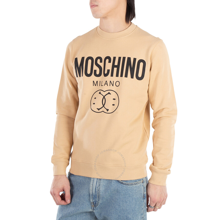Moschino Logo-print Cotton Sweatshirt In Beige