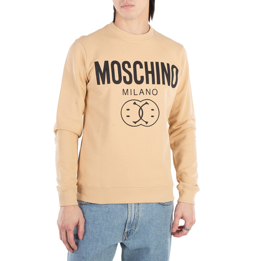Moschino Logo-print Cotton Sweatshirt In Beige