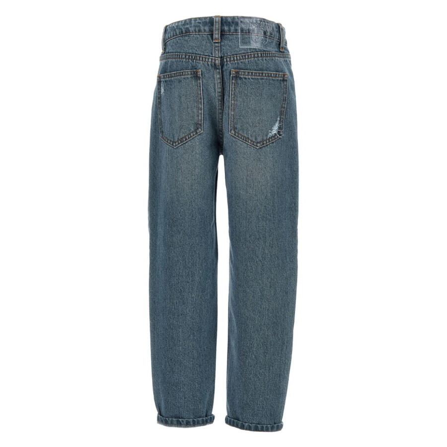 Moschino Teddy Bear-print Straight-leg Cotton Jeans In Blue