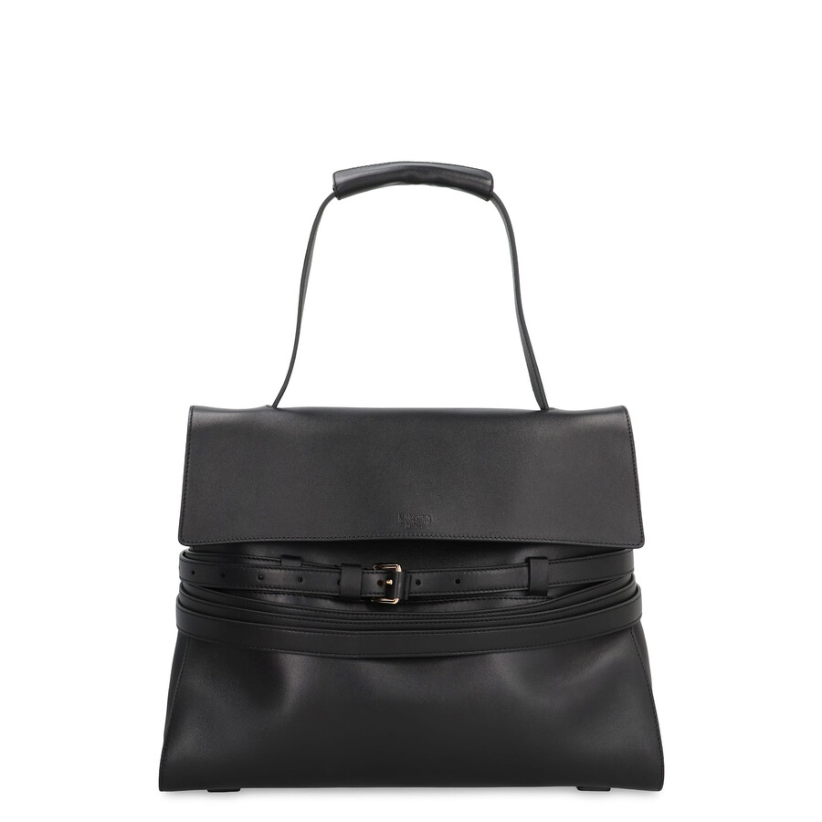 Moschino Couture Black Leather Medium Tie Me Handbag In Black