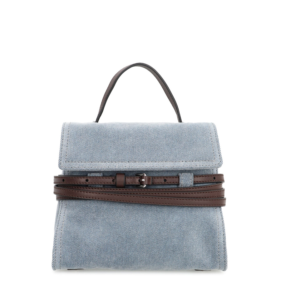 Moschino Tie Me Small Denim Handbag In Blue