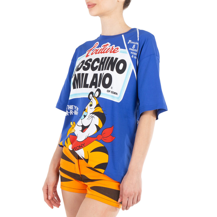 Moschino Tony The Tiger Oversized T-shirt In Blue In Blue
