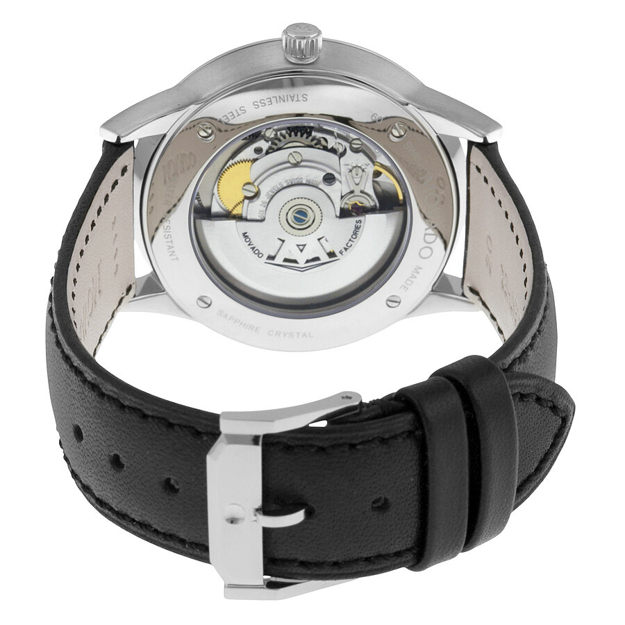 Movado 1881 Automatic Black Dial Black Leather Men's Watch 0606873