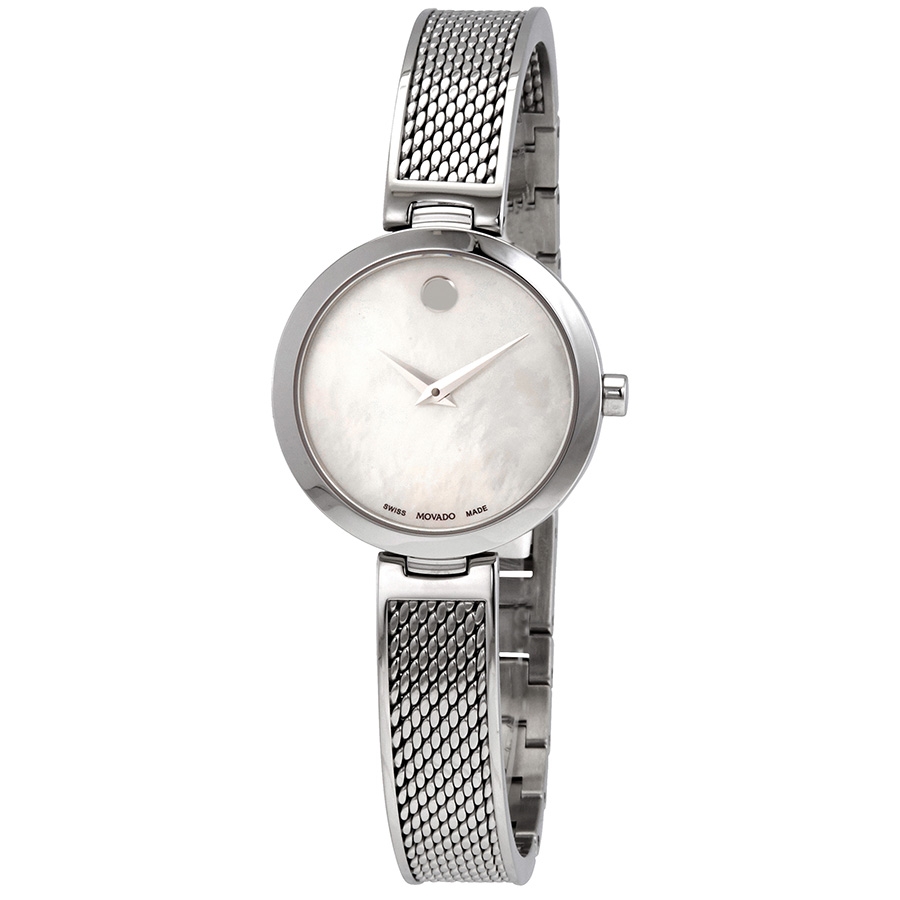 Movado Ladies\' Amika Mother Of Pearl Dial Stainless Steel Mesh Bangle - New Movado Amika Mesh Bangle Ladies Watch 0607361 - Jacob Time Inc main image 3