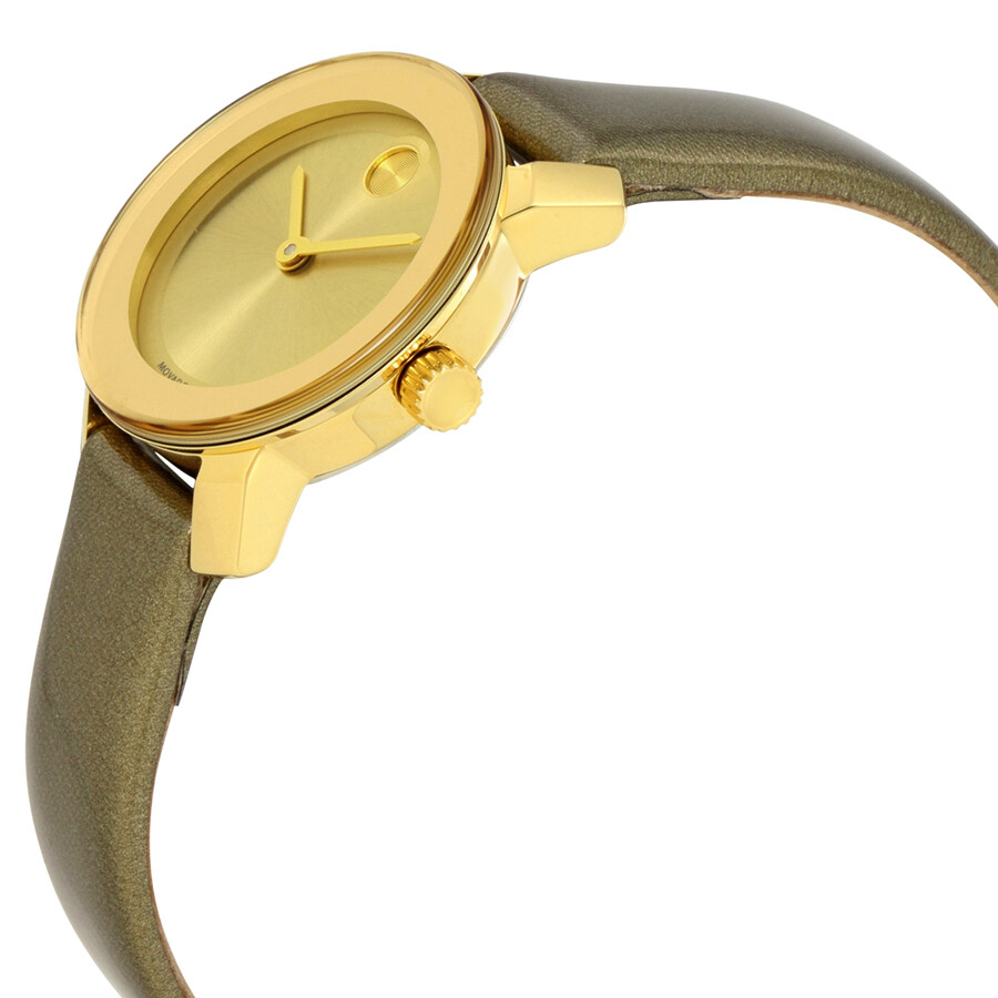 Movado Bold Gold Dial Gold Leather Ladies Watch 3600339 Bold Movado