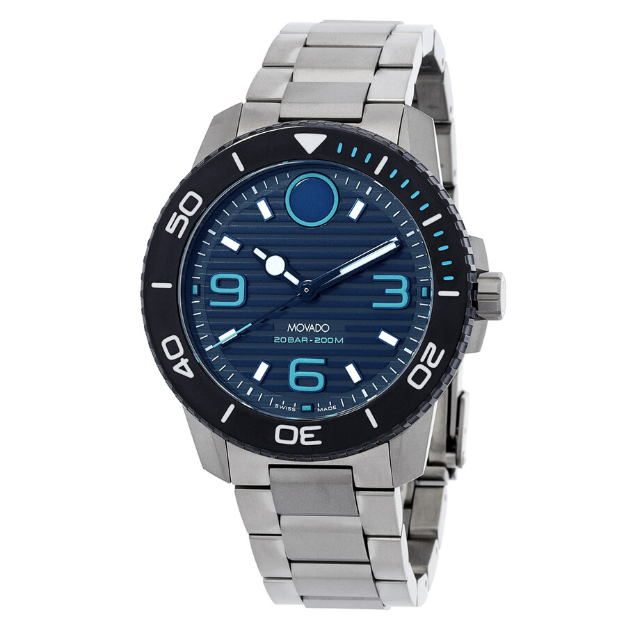Movado Bold Titanium Quartz Blue Dial Men 