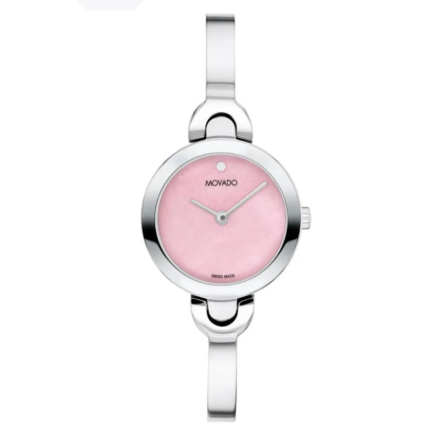Movado Intrigue Bangle Quartz Pink Dial Ladies Watch 0607948