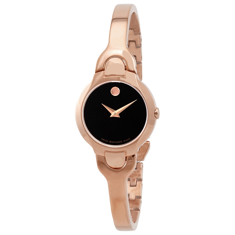 Movado Kara Quartz Black Dial Rose Gold PVD Ladies Watch  display picture 1