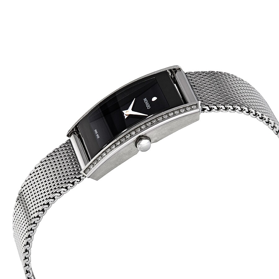 Movado La Nouvelle Black Dial Ladies Diamond Watch 0607190 La