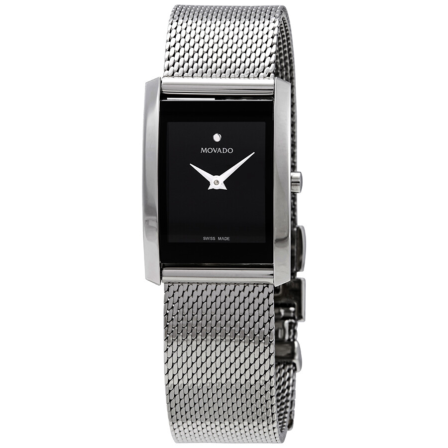 Movado La Nouvelle Black Dial Ladies Mesh Watch 0607188 Watches, La