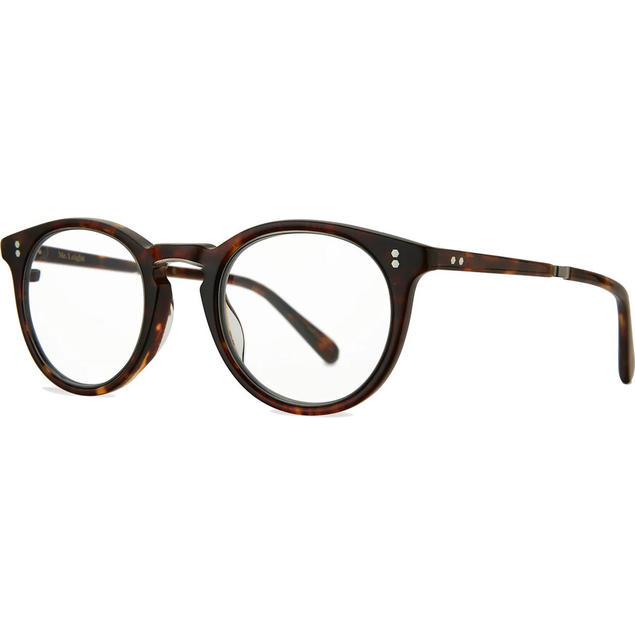 Mr Leight Mr. Leight Crosby C Demo Round Unisex Eyeglasses Ml1013 Mpl-antplt 44 In Brown