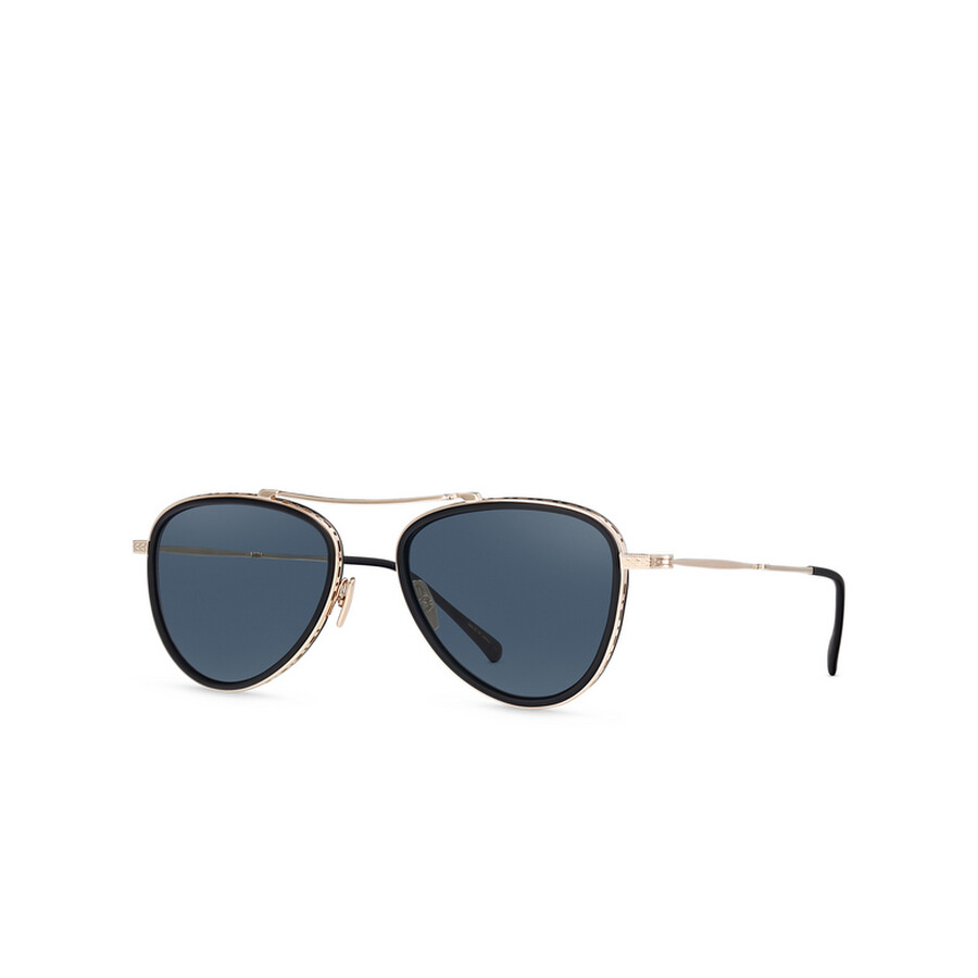 Mr Leight Mr. Leight Ichi S Polarized Ocean Glass Pilot Unisex Sunglasses Ml4006 Mbk-12kwg-mbk/ocnglssplr 51 In Gold