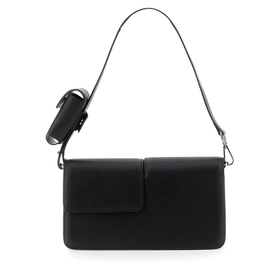 Msgm Baguette Bag With Double Flap And Logo In Black