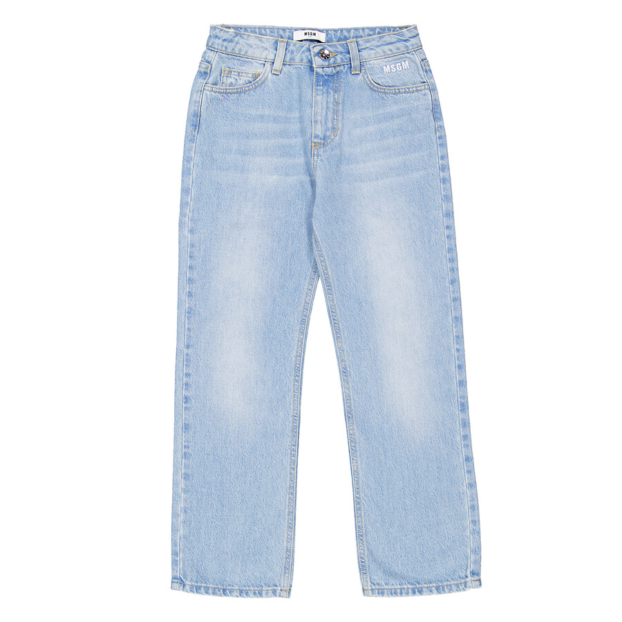 Boys Embroidered Logo Mid-Rise Denim Jeans, Size 10
