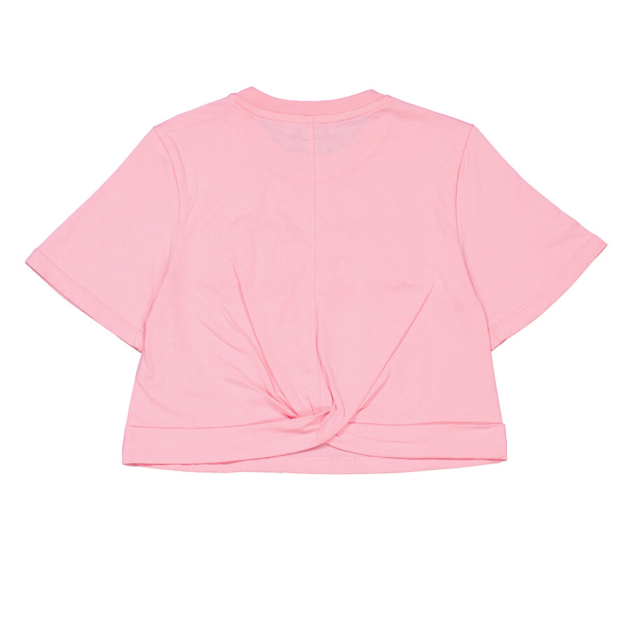 Msgm Logo-embellished Cropped T-shirt In Pink