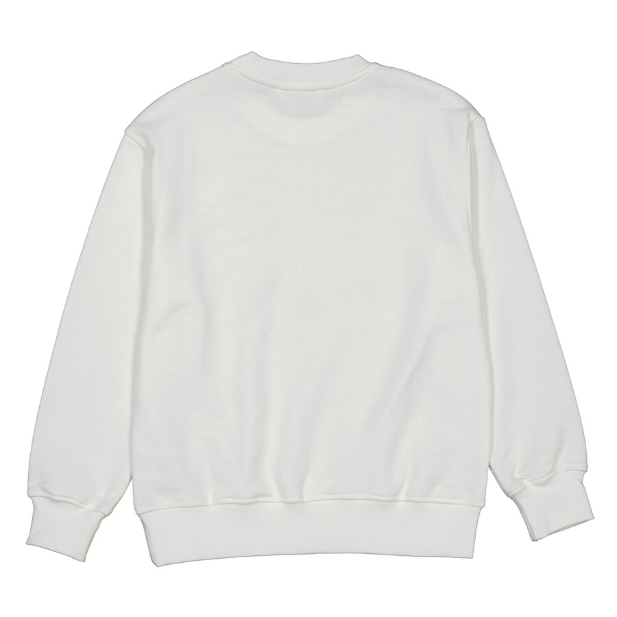 Msgm Kids Box Logo Crewneck Cotton Sweatshirt In White