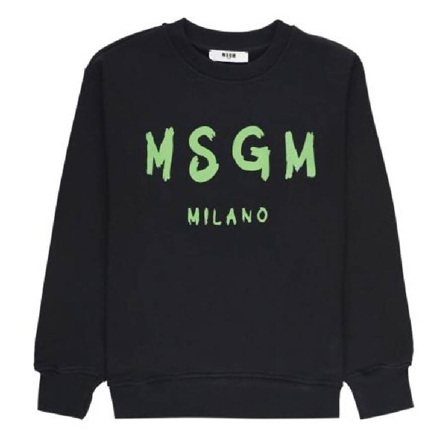 Msgm Kids Logo-print Long Sleeve Sweatshirt In Black