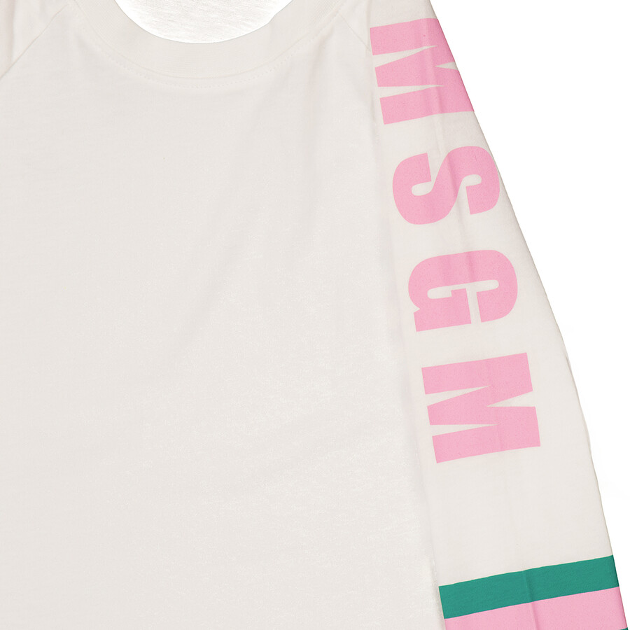 Msgm Kids Stripe Detail Long-sleeve T-shirt In White