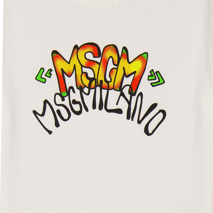 Kids White Logo Cotton T-Shirt