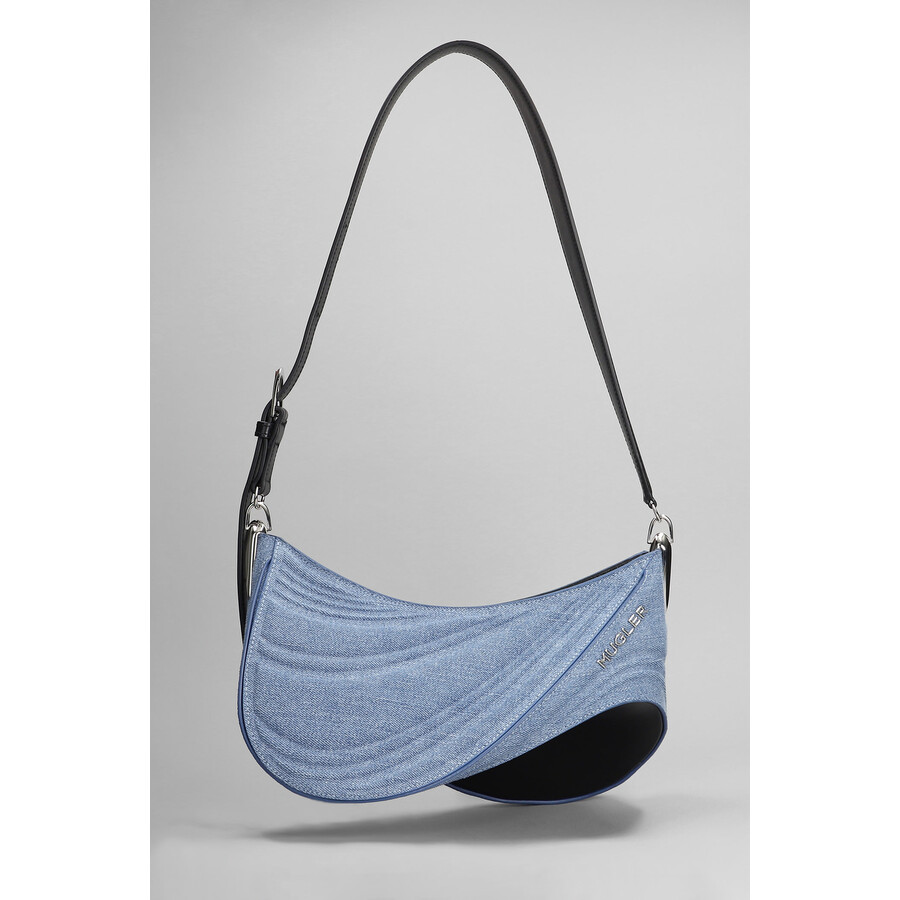 Mugler Curve 01 Shoulder Bag In Blue
