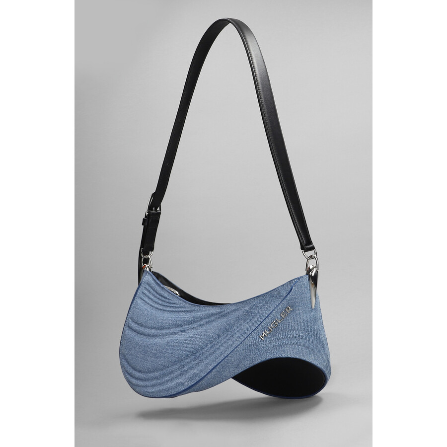 Mugler Curve 01 Shoulder Bag In Blue