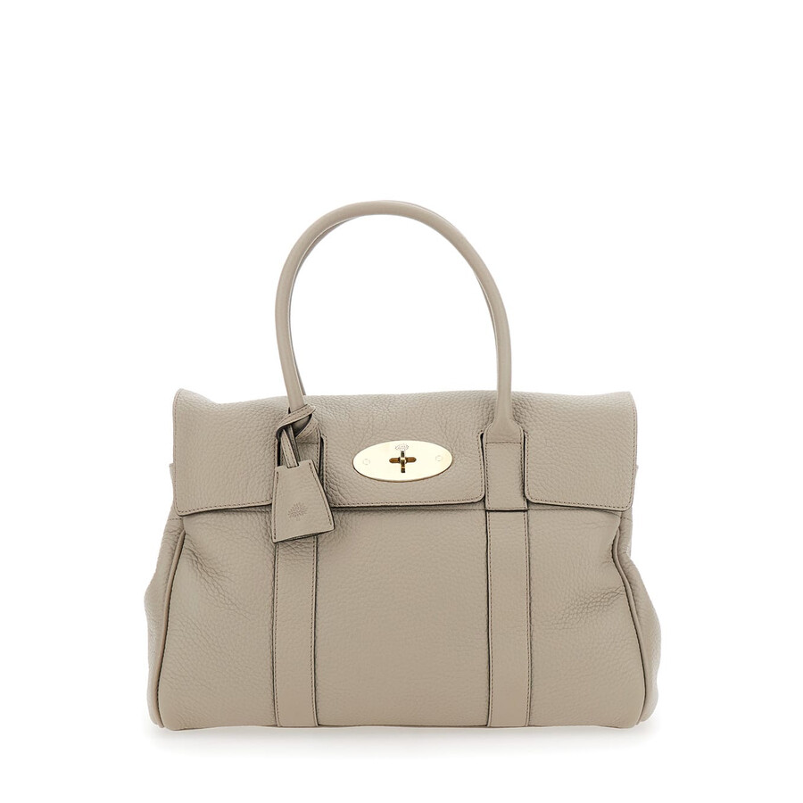 Mulberry Bayswater Beige Shoulder Bag With Postmans Lock In Hammered Leather In Neutral