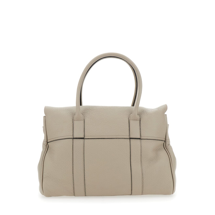 Mulberry Bayswater Beige Shoulder Bag With Postmans Lock In Hammered Leather In Neutral