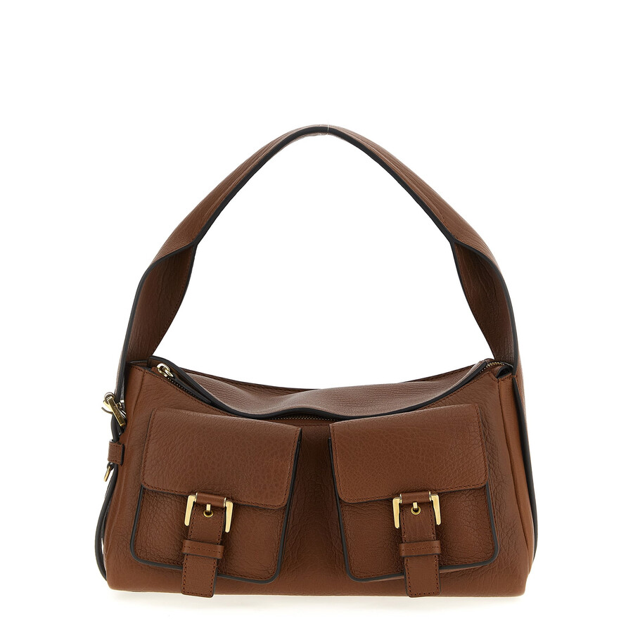 Mulberry Adjustable Strap Dual Front Pockets Textured Finish Shoulder Bag In Brown