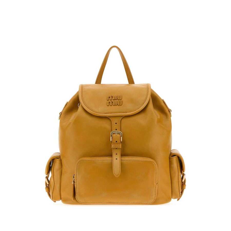 miu様 リクエスト 12点 まとめ商品 Miu Miu Mustard Nappa Leather Backpack Whisky Zaini 5BZ042AF6P