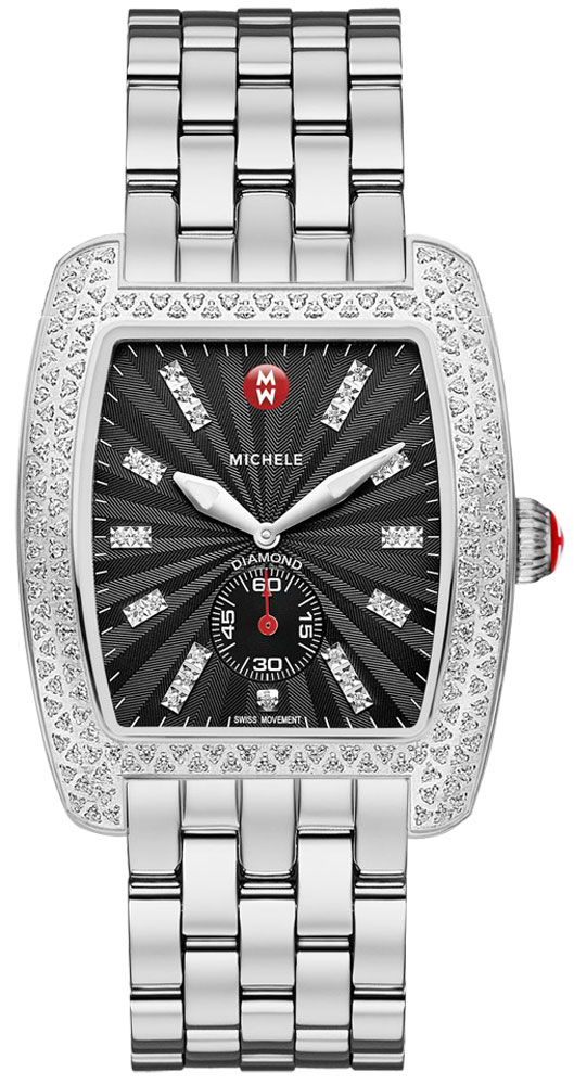 Michele Urban Black Sunburst Dial Stainless Steel Ladies Watch MWW02T000008