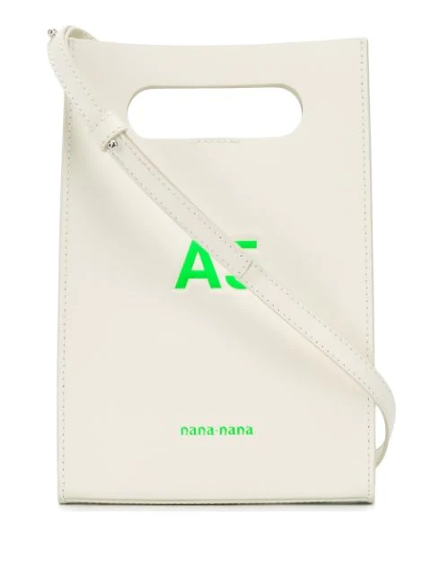 Nana Nana White Mini A5 Tote Bag Na 053 White Neon Green Print Handbags Jomashop
