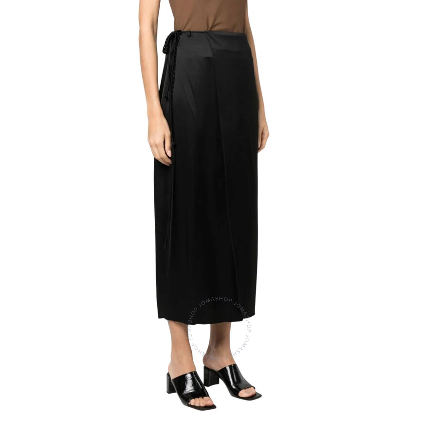 Nanushka Black Racha Satin Wrap Skirt In Black
