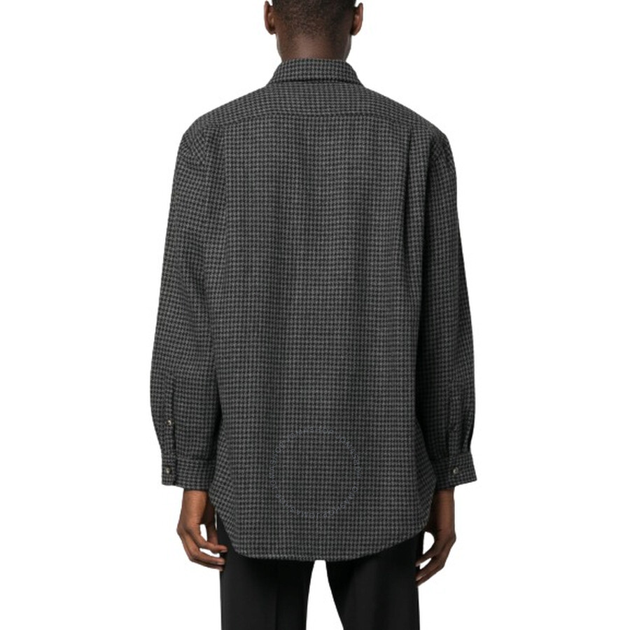 Nanushka Matize Long Sleeve Houndstooth Shirt In Black