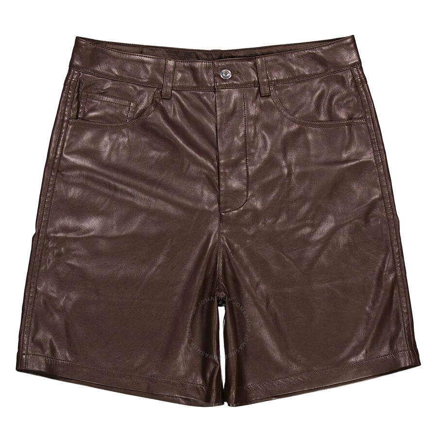 Nanushka Novan Leather Shorts In Brown