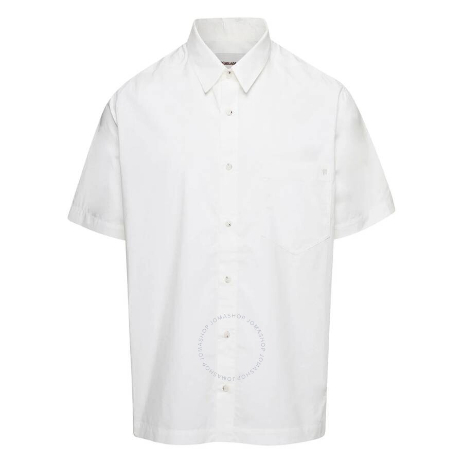Nanushka Adam' White Short Sleeve Shirt With Tonal Letter Embroidery In Cotton In White