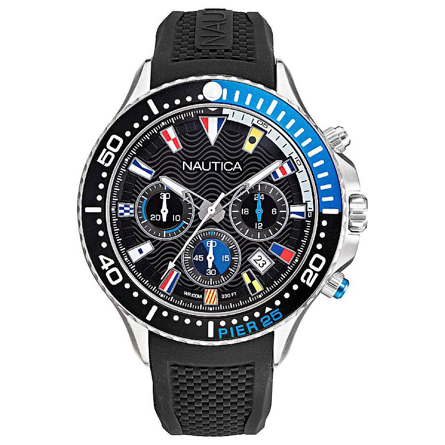 Nautica Pier Chronograph Quartz Black Dial Men's Watch NAPP25F09