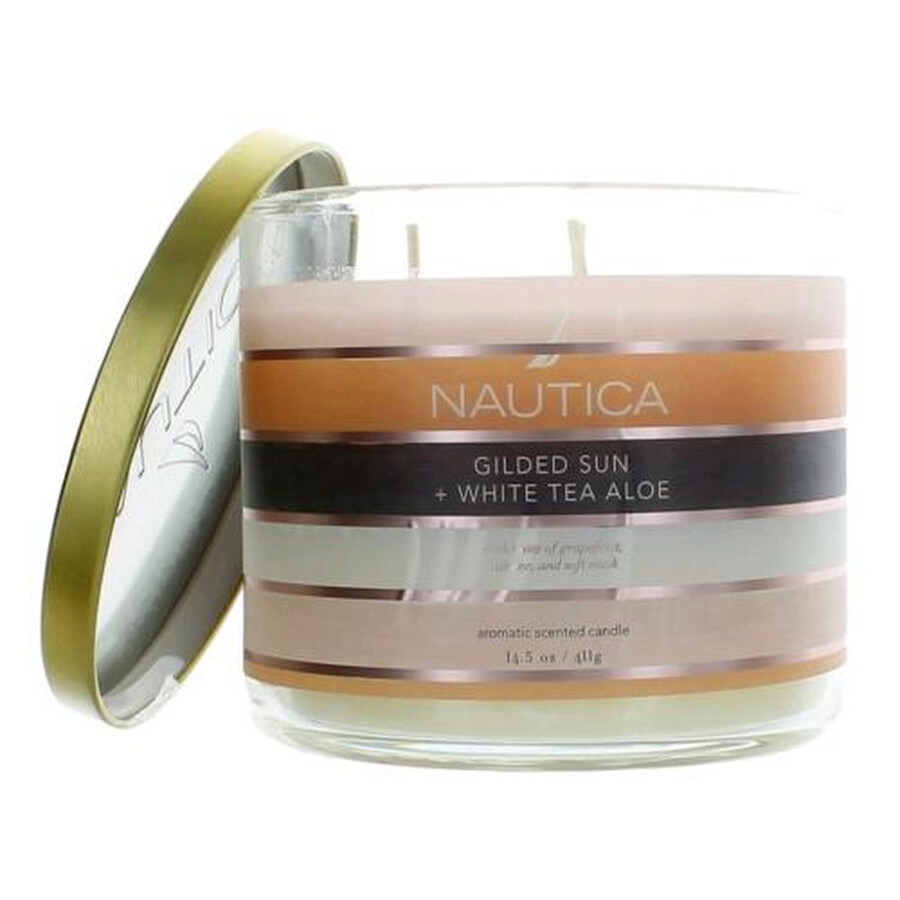 Nautica Unisex Candle Gilded Sun And White Tea Aloe 14.5 oz Scented Candle 810044120301