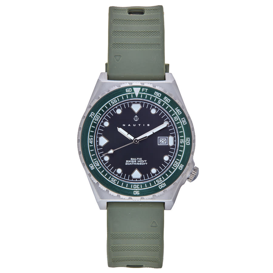 Nautis Baltic Strap Watch W/date - Green In Black