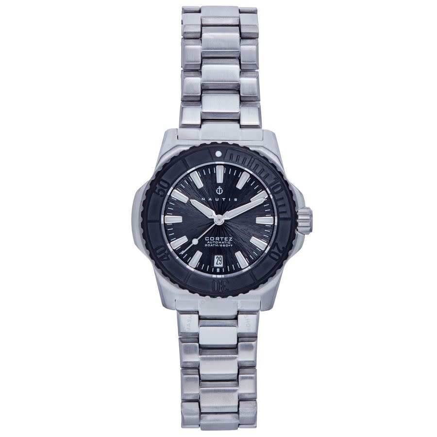 Nautis Cortez Automatic Bracelet Watch W/date - Black In Black