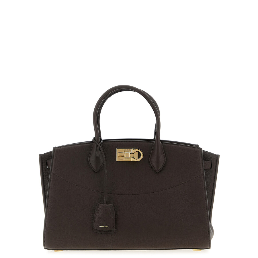Ferragamo New Studio Soft (l) Handbag In Brown