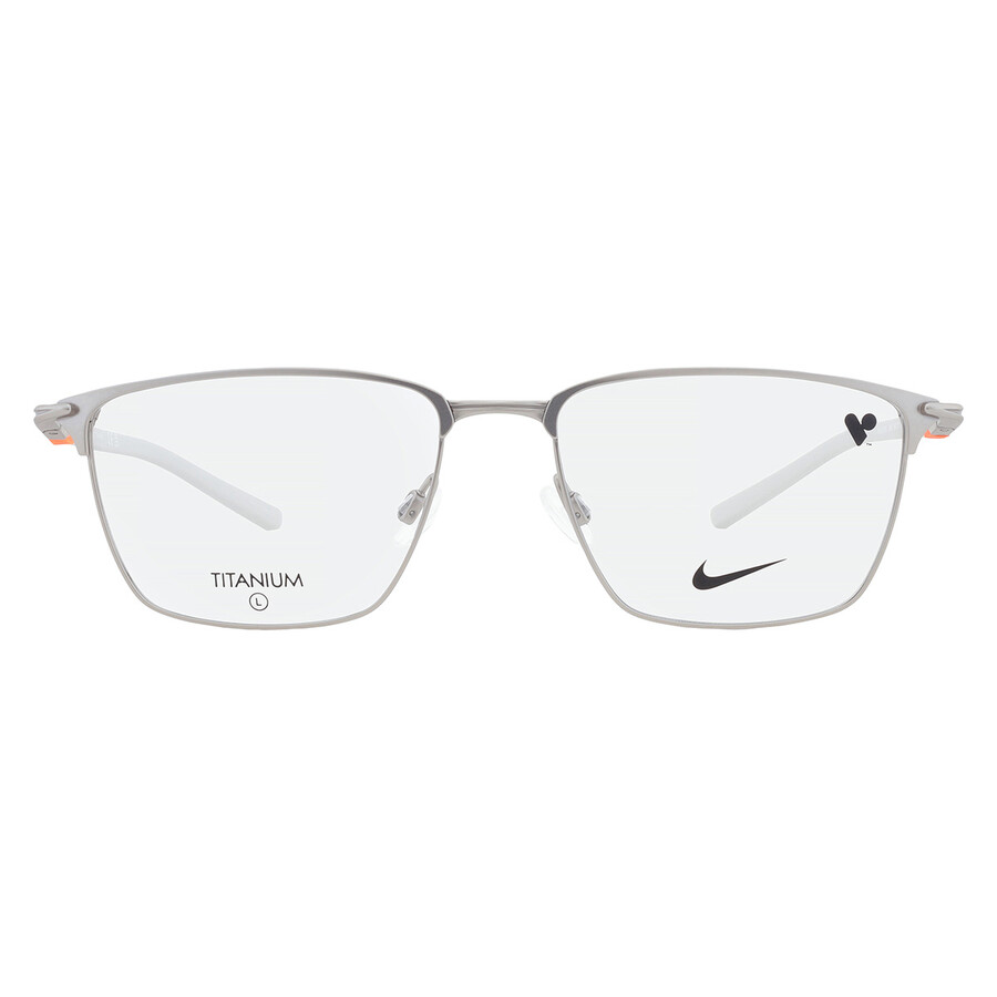 Nike Demo Rectangular Men's Eyeglasses  6066 045 56 In Metallic