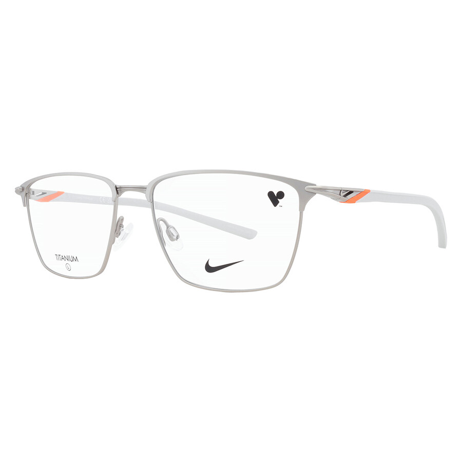 Nike Demo Rectangular Men's Eyeglasses  6066 045 56 In Metallic