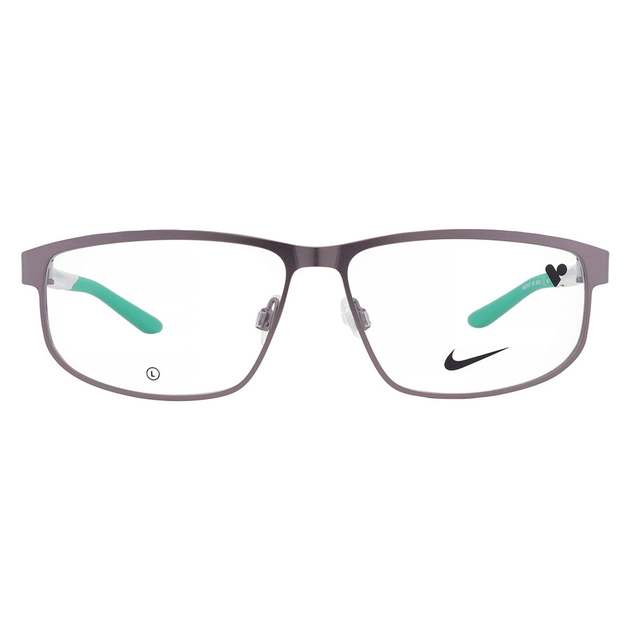 Nike Demo Rectangular Men's Eyeglasses  8157 070 56 In Metallic