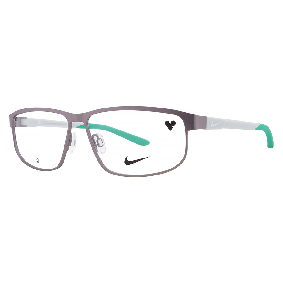 Nike Demo Rectangular Men's Eyeglasses  8157 070 56 In Metallic