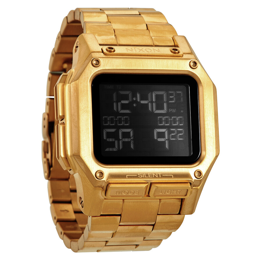 Nixon Digital Dial Yellow Goldtone Men's Watch A126850200 191973132123 Watches