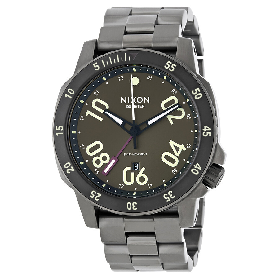 Nixon Ranger Brown Dial Men's Gunmetal Watch A941141800 Nixon