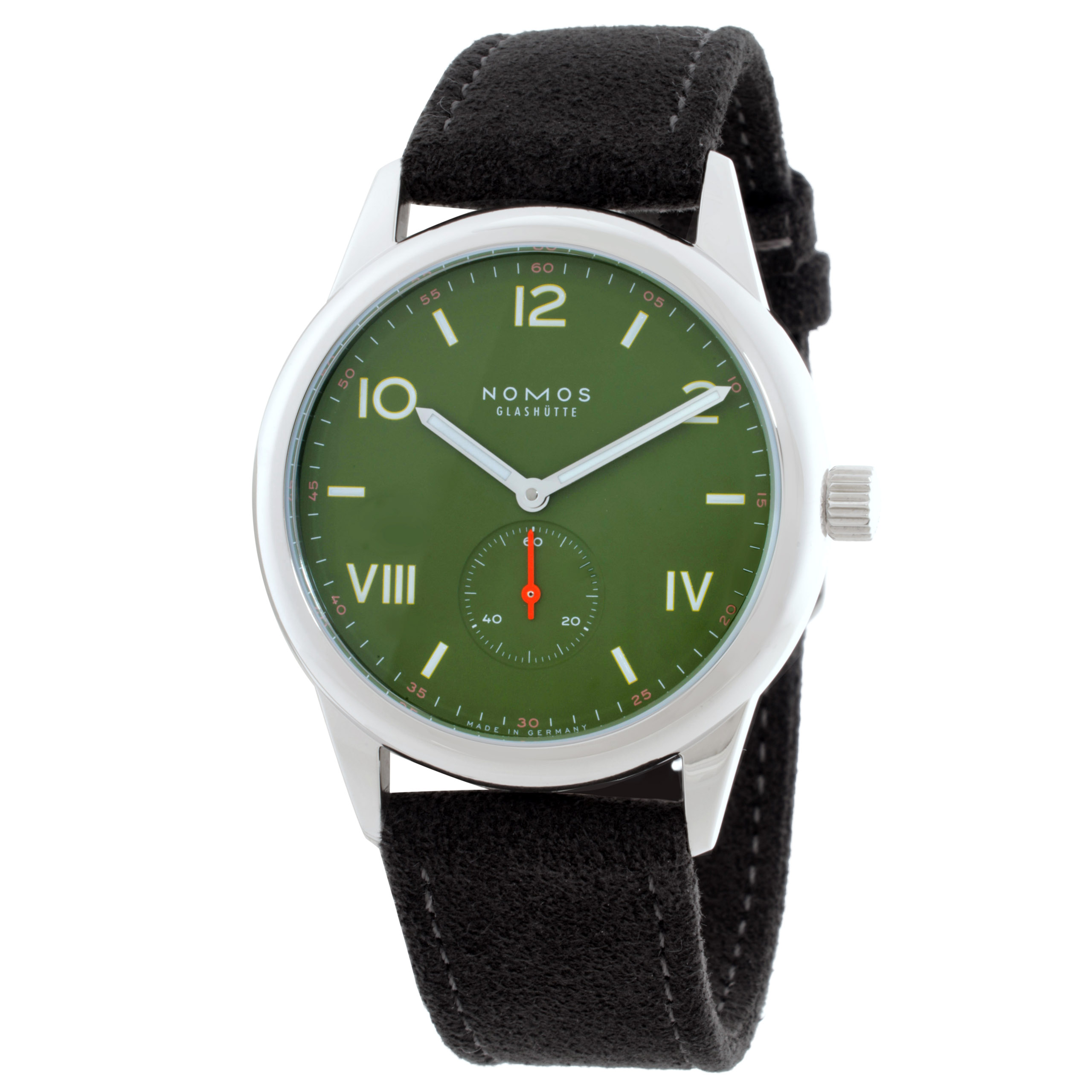 Nomos Club Campus 38 Hand Wind Olive Green Dial Watch 739