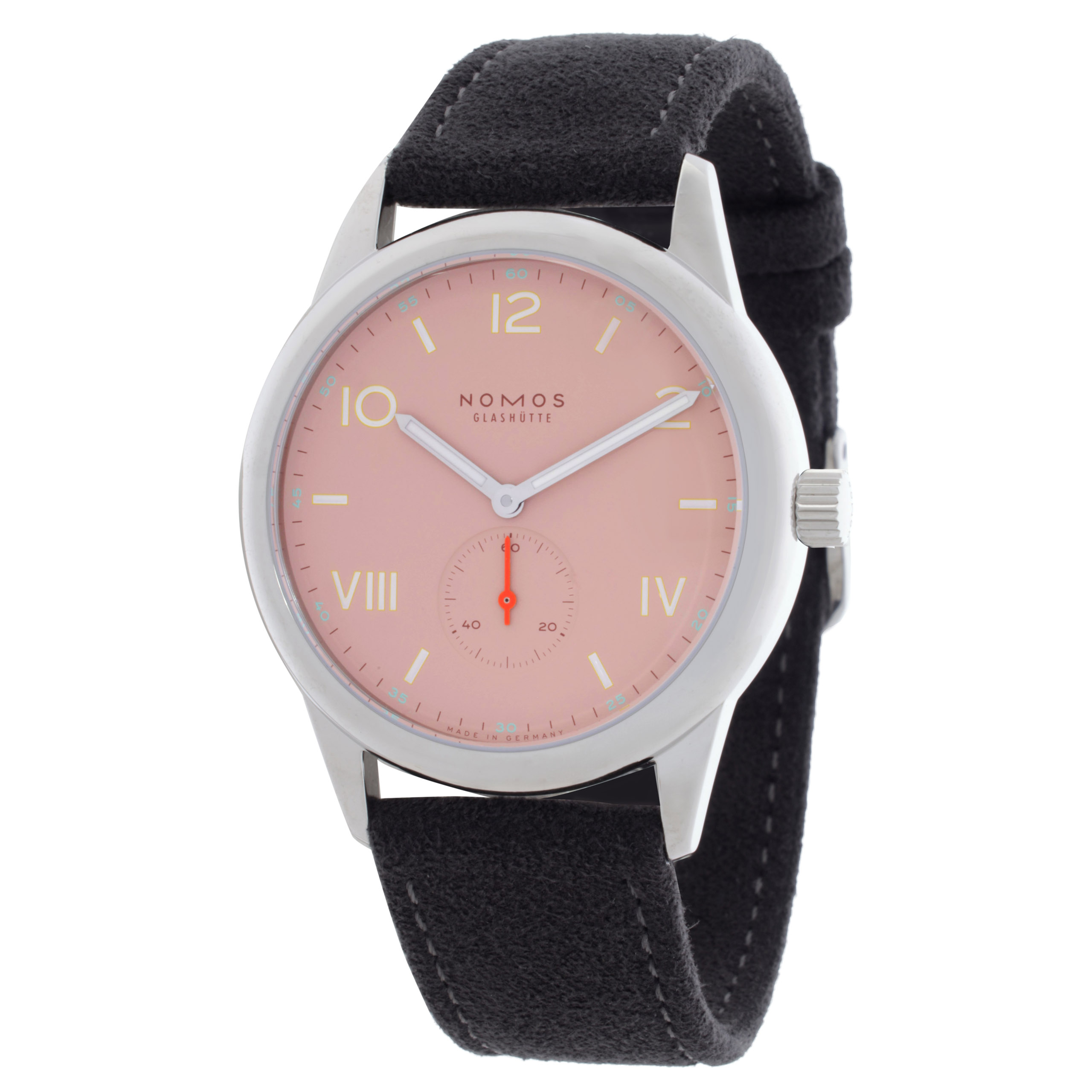 Nomos Club Campus 38 Hand Wind Rose Dial Watch 720.GB