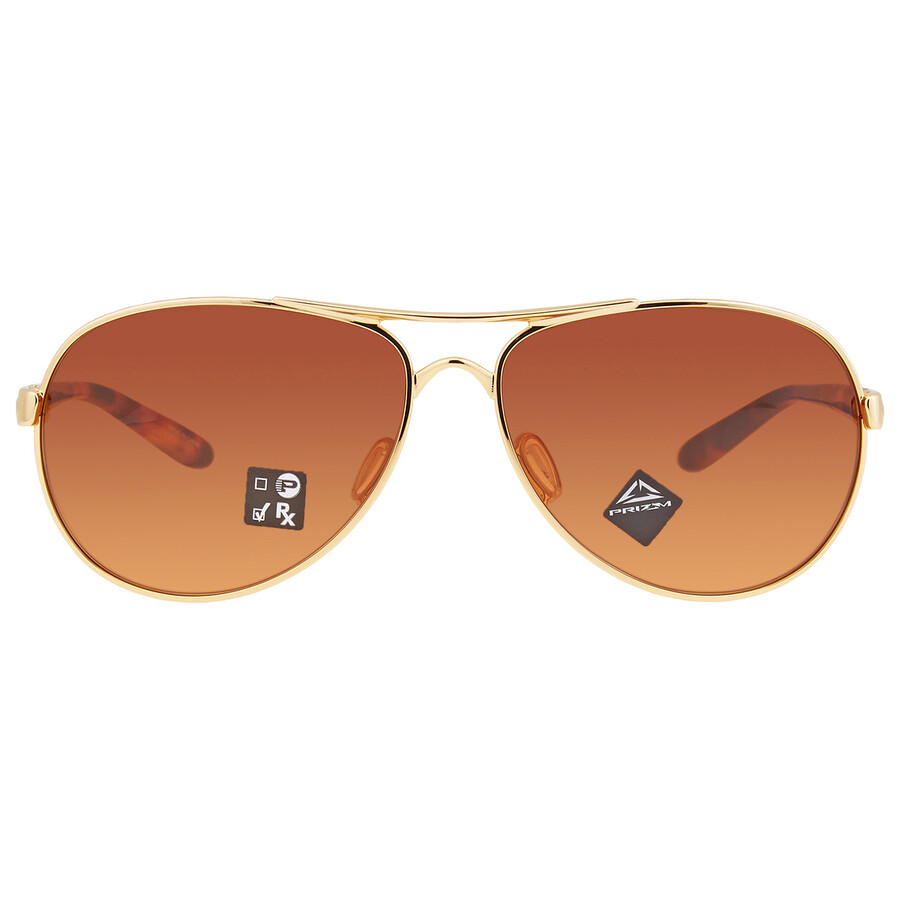 Shop Oakley Feedback Prizm Brown Gradient Pilot Ladies Sunglasses Oo4079 407941 59 In Brown / Gold