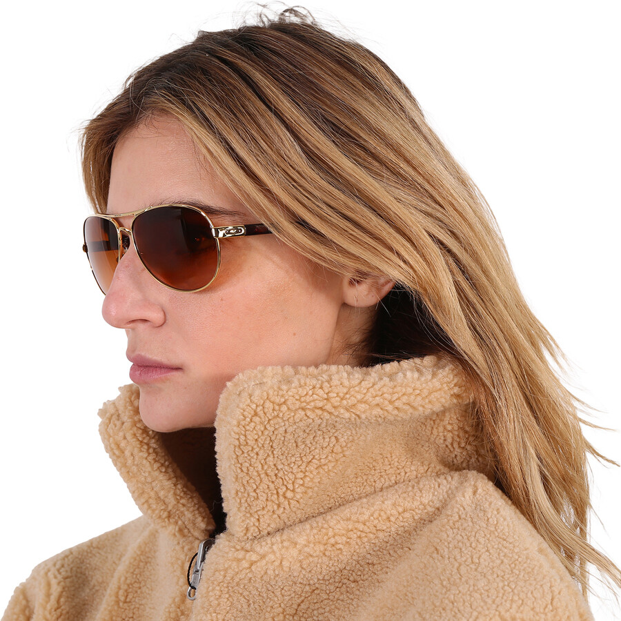 Oakley Feedback Prizm Brown Gradient Pilot Ladies Sunglasses Oo4079 407941 59 In Brown / Gold